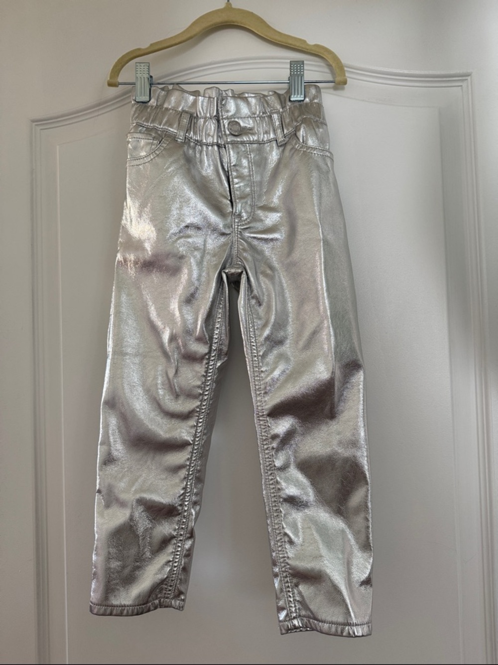 Gap Kids Metallic Silver Faux-Leather Pants